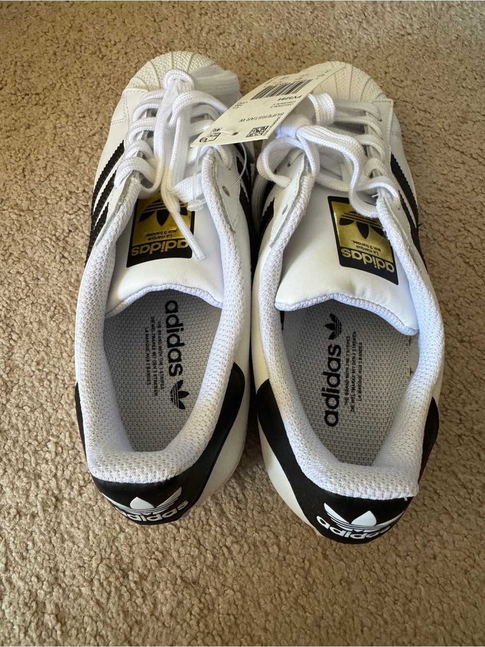 adidas women Superstar foundation Sneakers - White & Black with Gold Logo - Picture 9 of 11